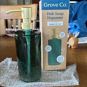 Grove Co. Forest Green Dish Soap Dispenser with Gold Pump